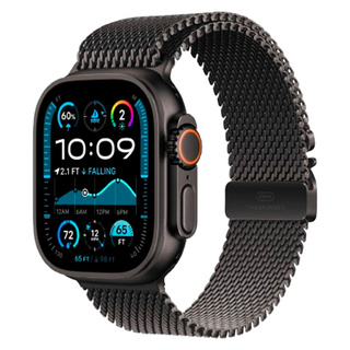 Смарт часы apple watch ultra 2 gps + cellular 49mm black titanium case with black titanium milanese loop m (mx5u3gk/a)