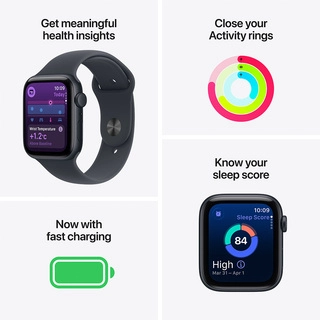 Смарт часы apple watch se 3 gps 44mm midnight aluminium case with midnight sport band m/l